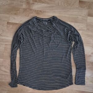Aerie Black and White Striped Long Sleeve Tee